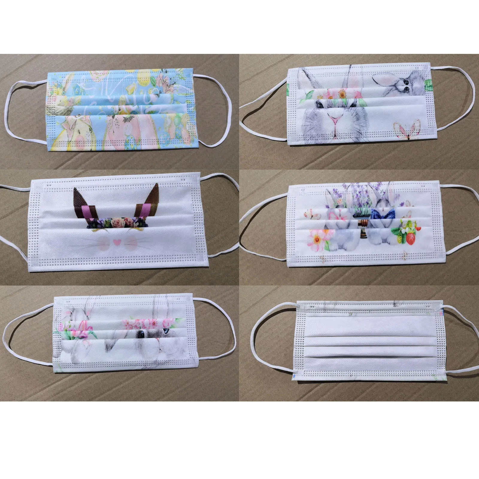 

Headband mascarillas masque 20PCS Adult Easter Bunny Eggs Printing Three Layer Protective Breathable Mask #