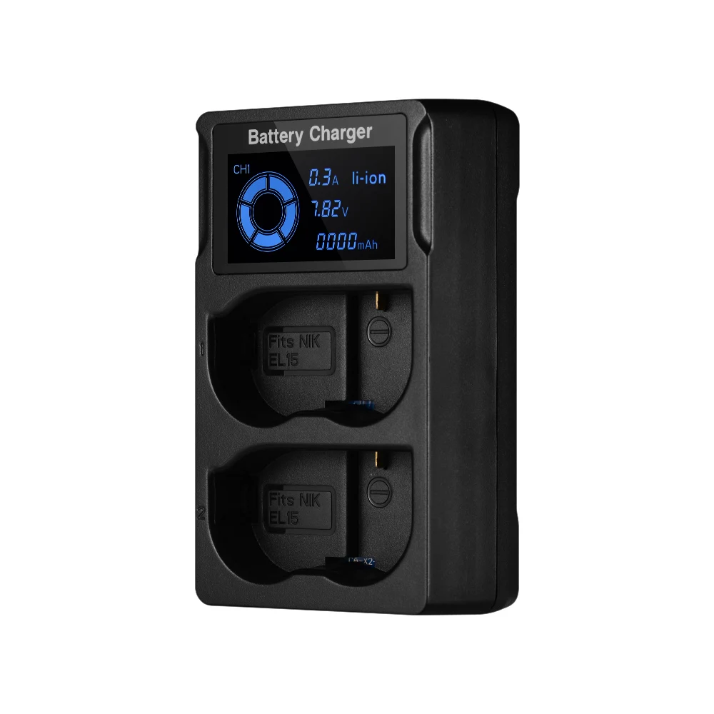 Портативный двойной слот USB камера зарядное устройство с ЖК дисплеем Быстрая