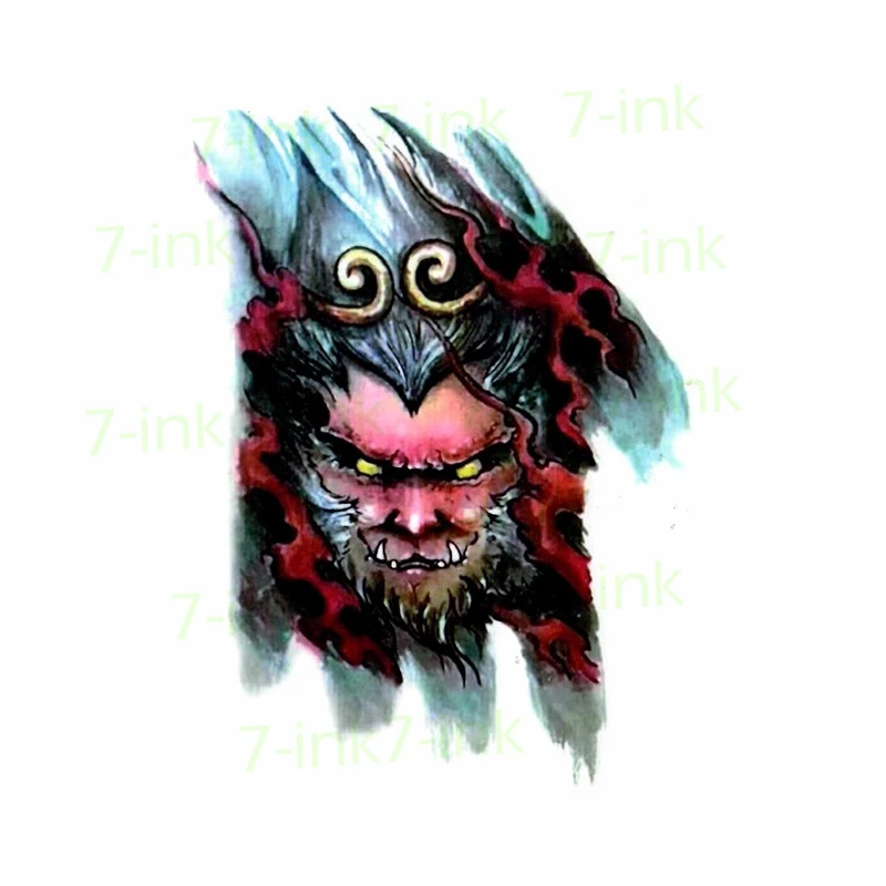 Waterproof Temporary Tattoo Sticker Monkey King Cat Flower on The Back of Hand Flash Tatoo Fake Tattoos for Men Women | Красота и