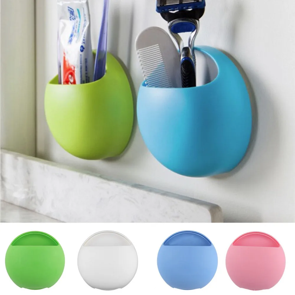 Toothbrush Holder Toiletries Toothpaste Holder Wall Suction Bathroom Sets Cup Tooth Brush Container Wall Stand Hook Organizer