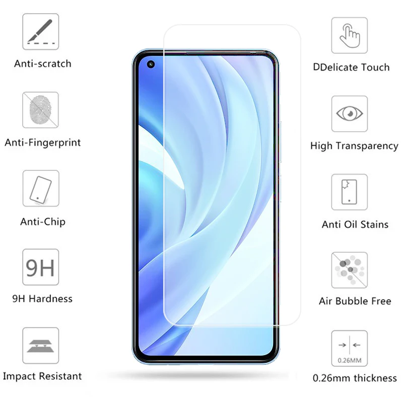 2pcs for xiaomi mi 11 lite glass mi 11 lite 11i 10t pro screen protector tempered glass protective glass phone film mi 11 lite free global shipping