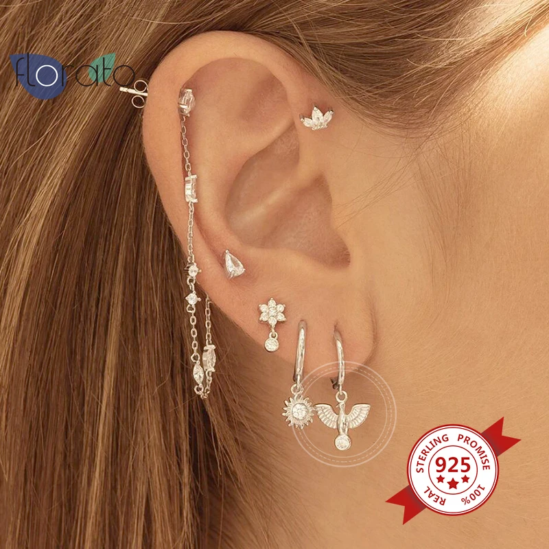 

925 Sterling Silver Cute Bird Pendant Hoop Earrings European And American Women Retro Huggies Earrings Hypoallergenic Jewelry