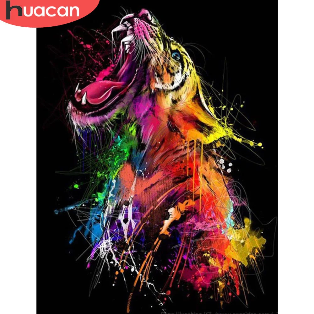 

HUACAN 5d Diamond Painting Tiger DIY Full Square/Round Drill Diamond Mosaic Sale Animal Handicraft Home Decor