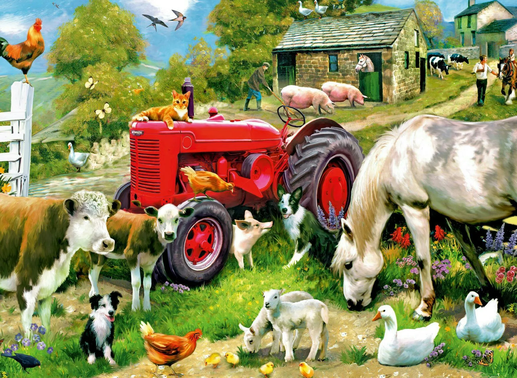 

JMINE Div 5D Utractor Horse Country House farm Full Diamond Painting cross stitch kits art Animal 3D paint by diamonds