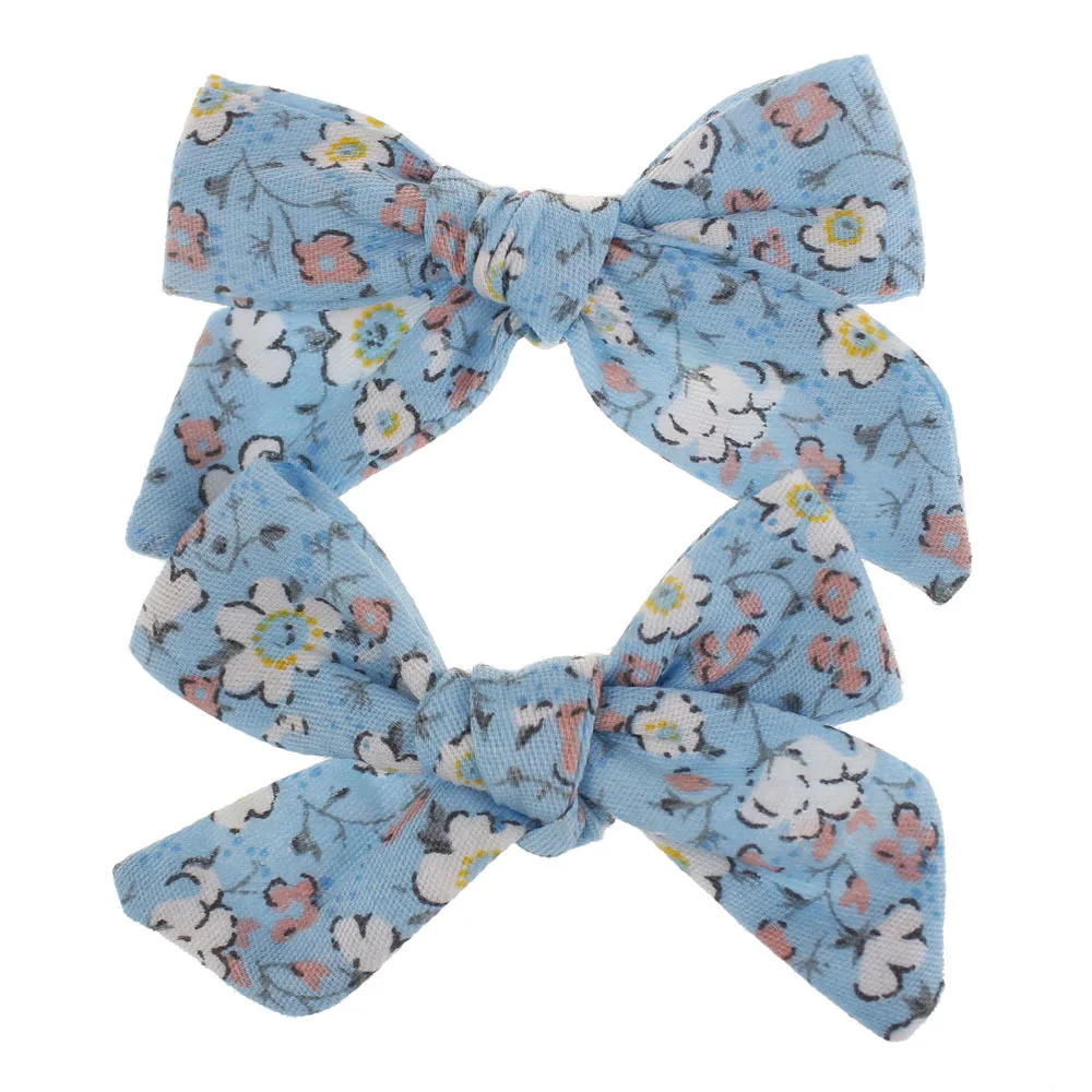 2019 Lovely Baby Girls Print Flower Style Bow BB Hair Clips Headwear Children Cute Cotton Hairpins Accessories | Детская одежда и