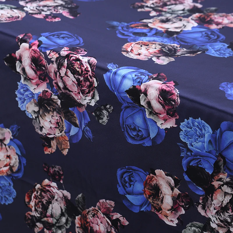 108 см широкая шелковая ткань сатин-стрейч МЕТР 19 мм с принтом атласная мягкая