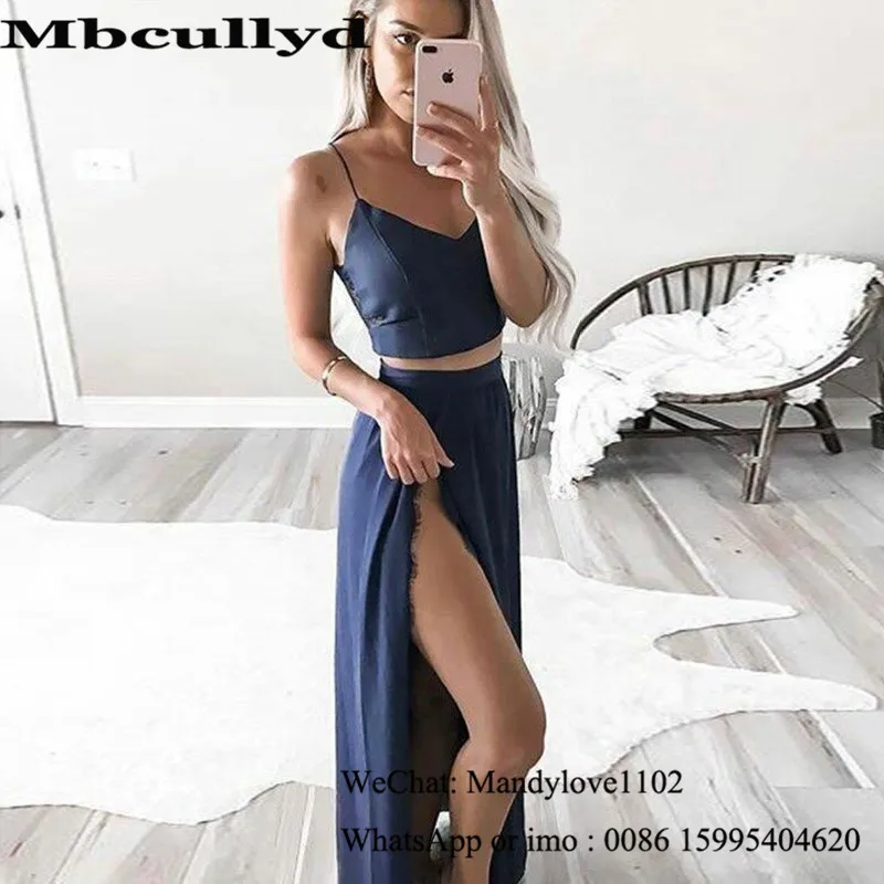 Mbcullyd два предмета платья для выпускного вечера длинные 2020 сексуальные с высоким