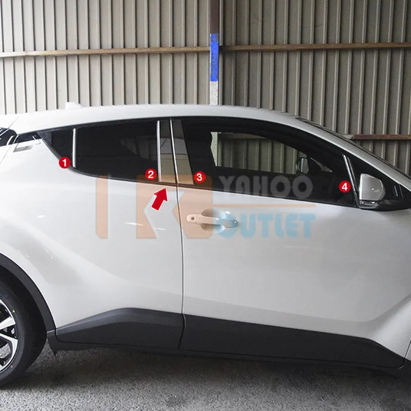 8 шт. крышка для автомобильного окна TOYOTA C-HR ZYX10/NGX50 нержавеющая сталь