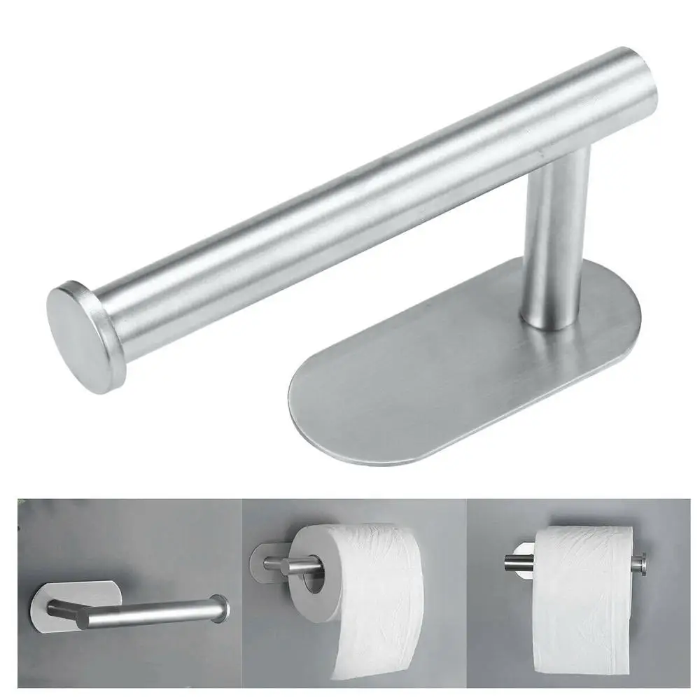 

stainless steel roll paper holder Self-adhesive Tissue Roll Holder Kitchen Bathroom Wall Mount Towel Roll Holder Organizer Stand