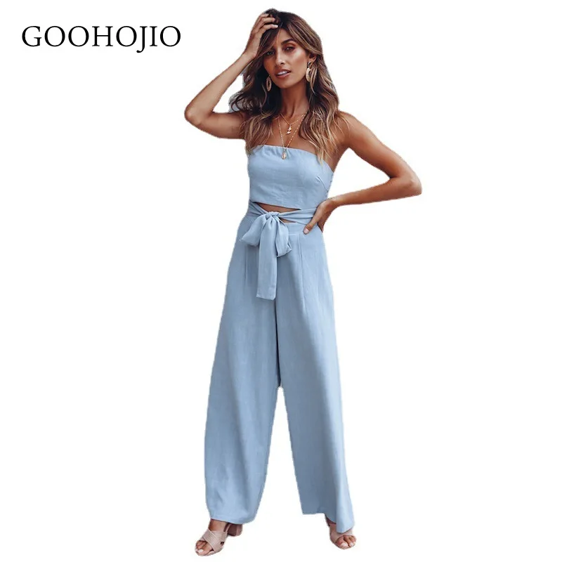 

GOOHOJIO 2021 Spring Autumn New Breast Wrap Romper Women Temperament Fashion Jumpsuit for Ladies High Waist Chic Jumpsuit Women