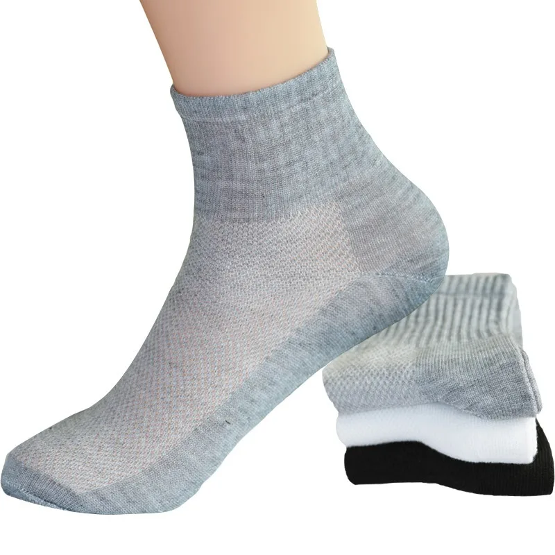 

A pair Summer Autumn Style Men's Socks Mesh Breathable Business Cotton Male White Black Gray Unisex Casual Short Socks
