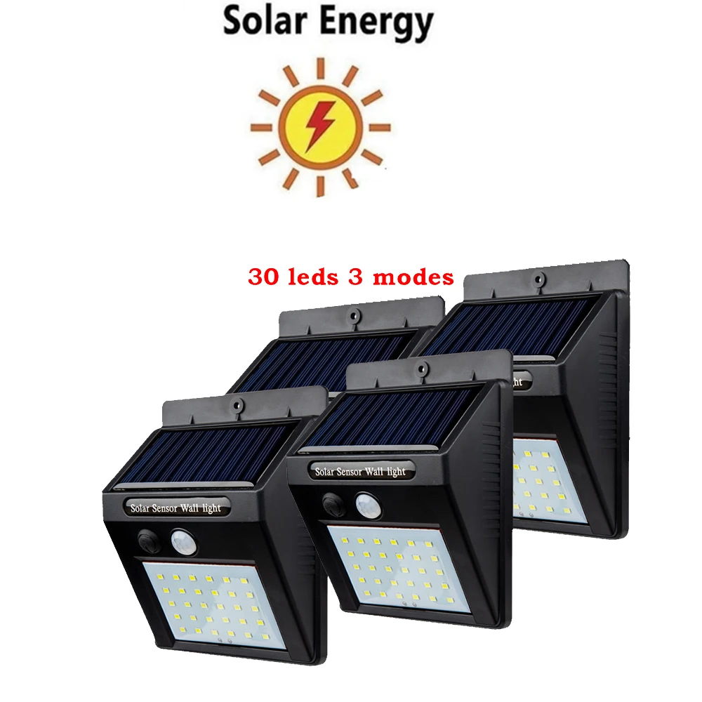 Уличный светильник с пассивным ИК датчиком движения 2/4 шт. 30 светодиодов 3 режима