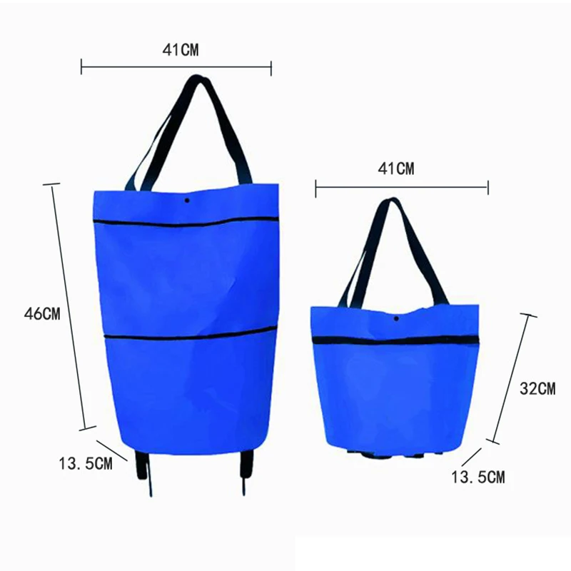 

ReusableFolding Shopping PullCart Trolley Bag WithWheels Foldable Shopping Bags
