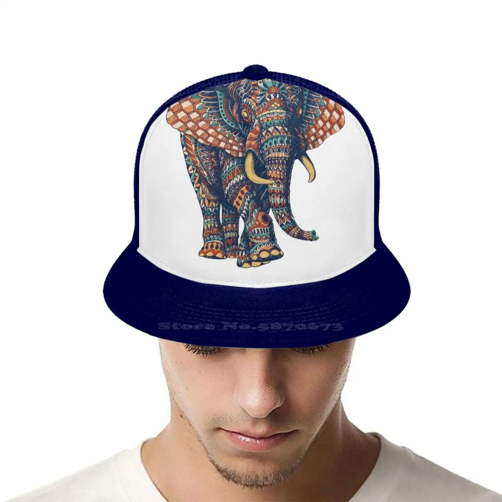 С орнаментом слона V2 на (цветная версия) модная шапка в стиле хип хоп слон