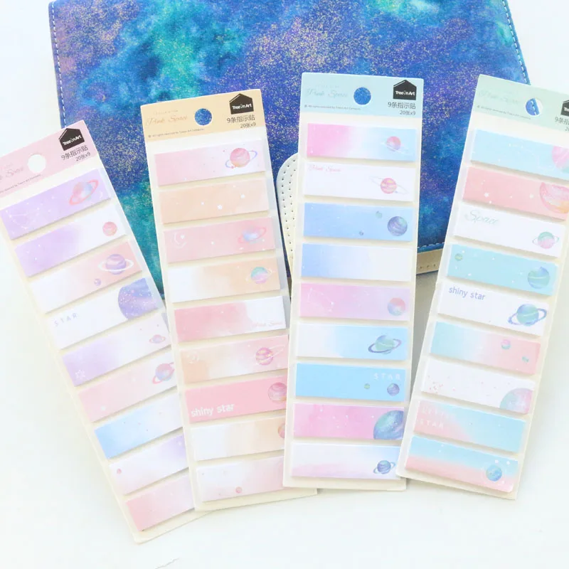 

Domikee cute kawaii sky star pattern school student self-adhesive memo pad set candy girls sticky note pad tag stationery 180pcs