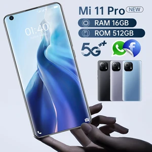 7.3inch Smartphone for Xiaomi 11 Pro Left Digging Screen 5G with
16GB+512GB Large Memory Cellphone Huawei Samsung Mobile Phone