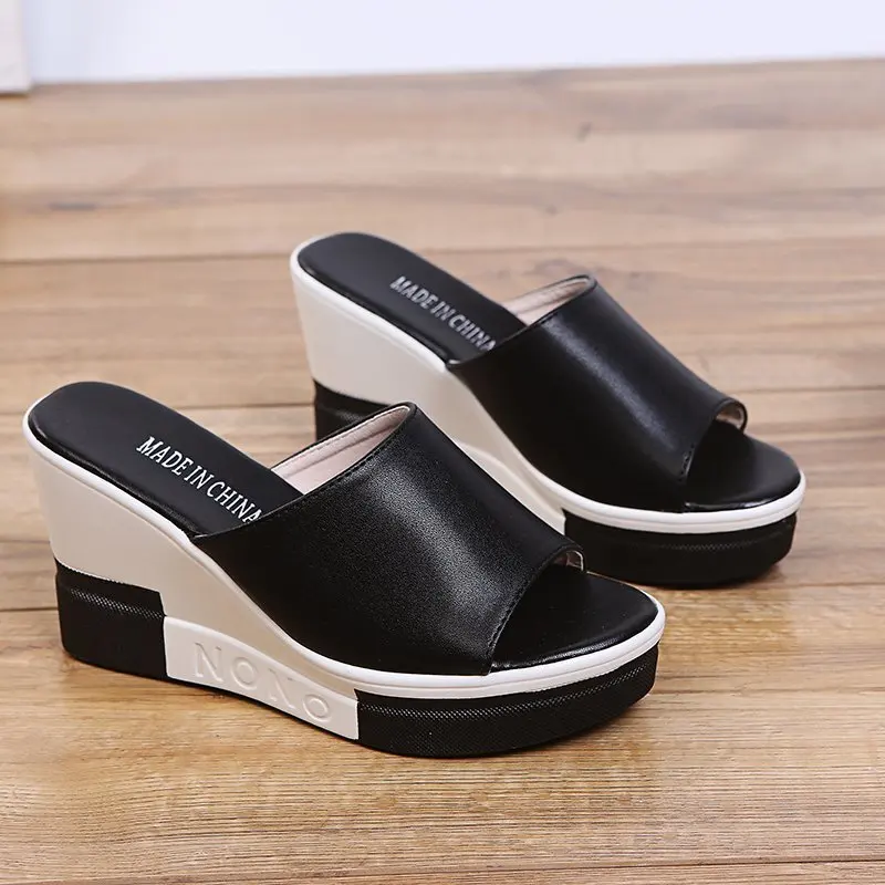 

2021 Fashion Flip Flops Women Shoes Slippers Platform Summer Shoes Open Toe Wedges Sandals Ladies Shoes Women Plus Size 34-40