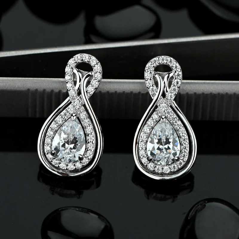 

Knobspin 100% 925 Sterling Silver Fashion Simple Wedding White High Carbon Diamond Luxury Charm for Women Earrings Fine Jewelry