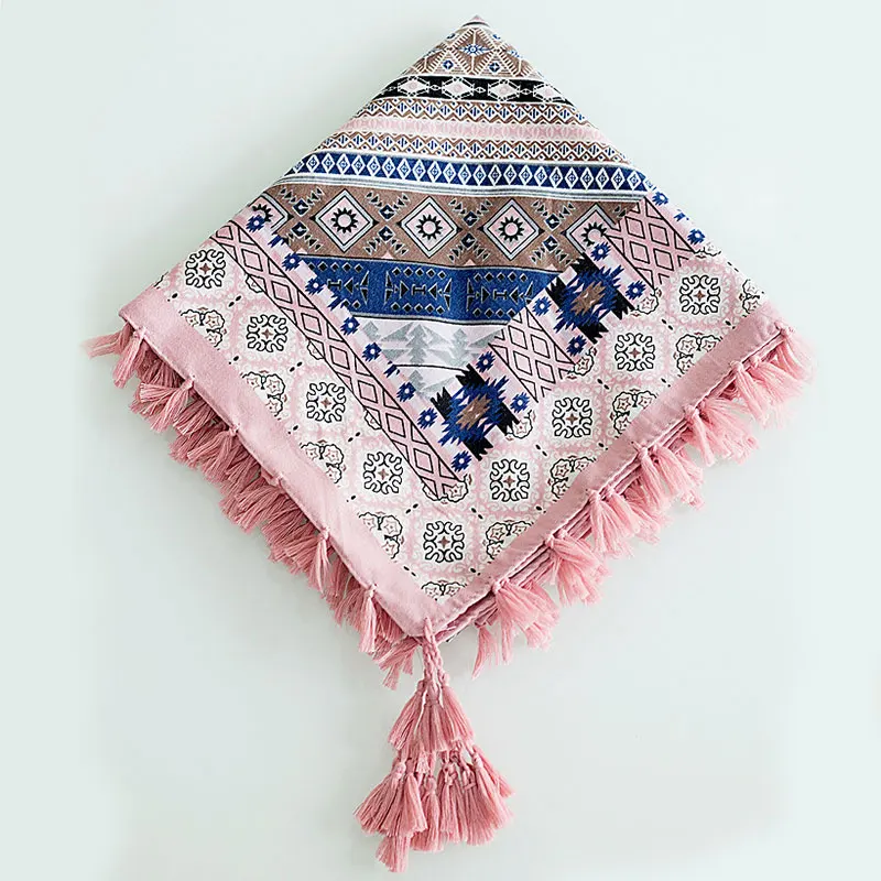 Женский шарф с кисточками большие квадратные шарфы-бандана хлопковые шали и
