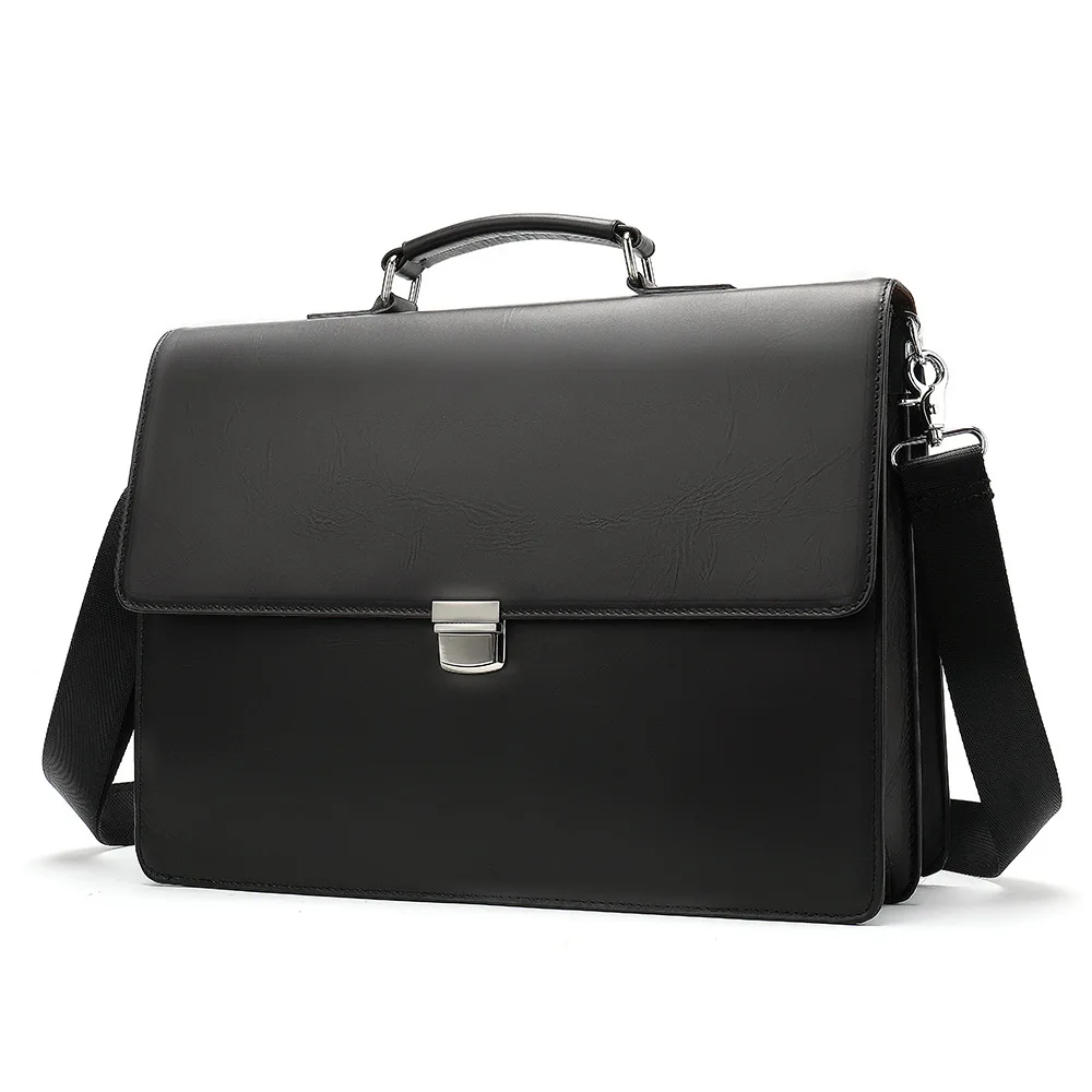 

Men's portable briefcase simple crazy horse skin large capacity Single Shoulder Messenger Bag