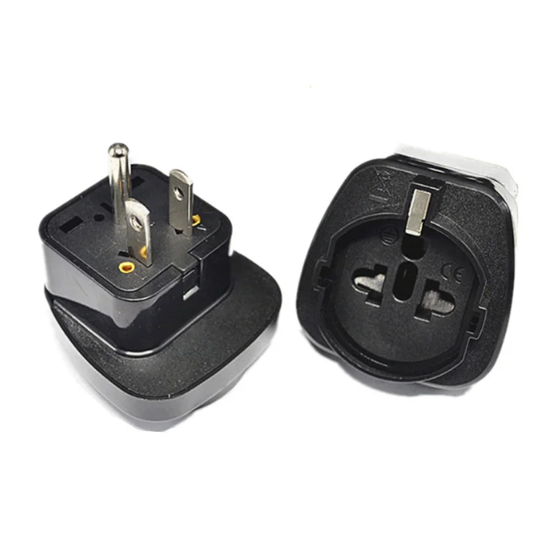 black 3 pin American US socket adaptor Embedded Swiss Italy EU German USA american flat plug adapter converter |