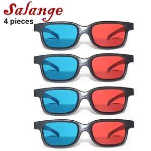 Универсальные 3D-очки в черной оправе, красные, синие, голубые, анаглиф, 0,2 мм, недорогие 3d-очки светодиодный ных проекторов, фильмов, игр, DVD