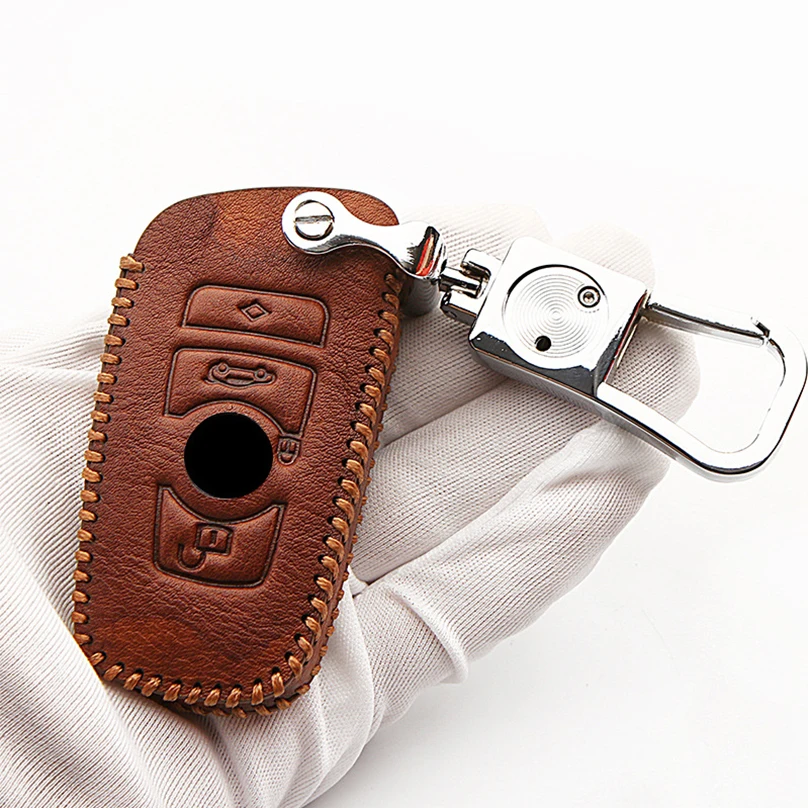 Кожаный чехол для автомобильных ключей с верхним слоем BMW X1 X3 X5 X6 E46 E90 F10 F30