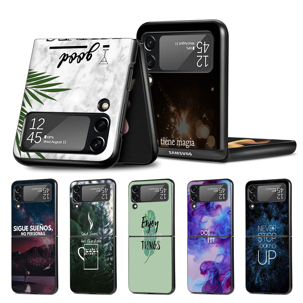 

Cell Phone Case for Samsung Galaxy Z Flip3 5G Black Coque Z Flip 3 Hard PC Luxury Cover Zflip3 Funda Inspirational Humor Quotes