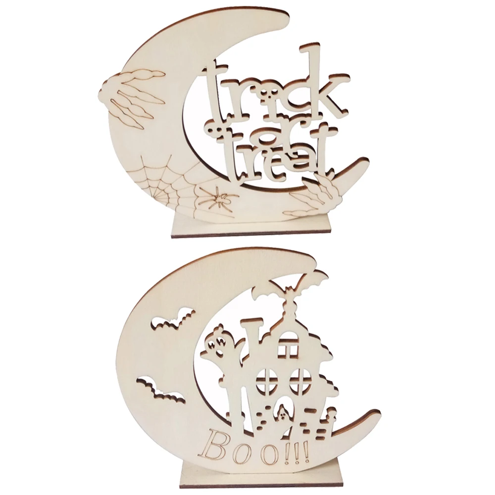 Деревянный Хэллоуин DIY Луна Тыква Человек надгробный дом с привидениями