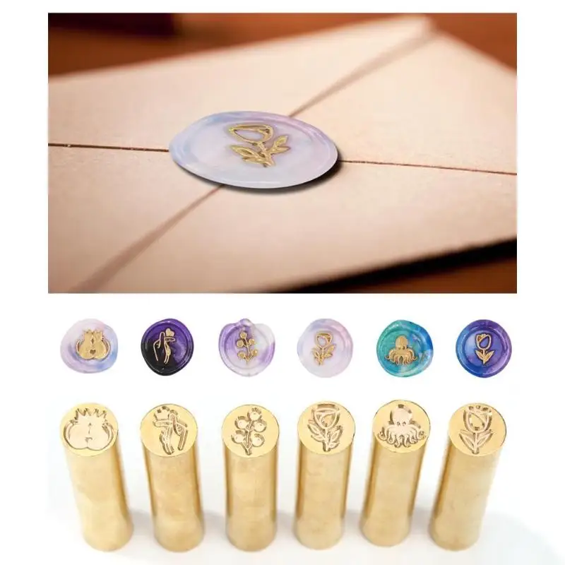 

1PC Retro Cylindrical Seal Wax Brass Stamp for Envelope Seal Stamp Seal Wax DIY Invitation Cards Decoration Craft Gifts