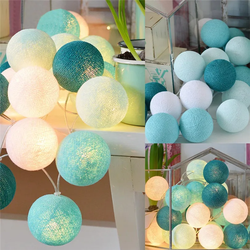 3m 20 Cotton Ball String Lights Fairy Hanging Wedding Bedroom Living Room LED Light Christmas Decoration For Home &amp4s20 | Лампы и