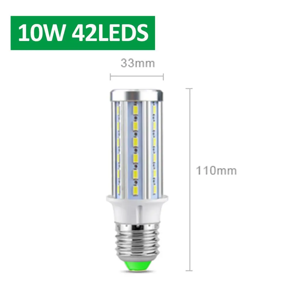 10W 42LEDS Алюминиевый светодиодный светильник для супер светильник большой площади 10 Вт-50 Вт мощная кукурузная лампа E27 Светодиодный светильник 5730 SMD 110 В 220 в украшение дома - Испускаемый цвет: 10W 42LEDS