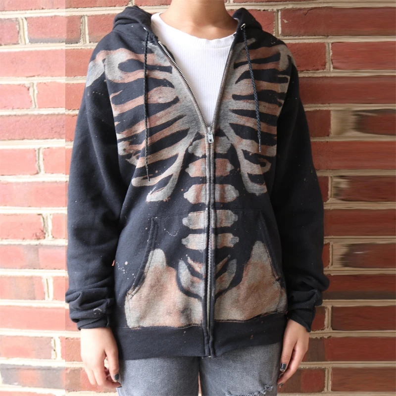 

Женская толстовка на молнии, с длинным рукавом, в готическом стиле