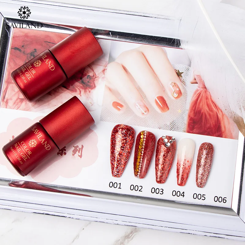 SAVILAND красный эритробридный Звездный гель светящийся отмачиваемый УФ-гель