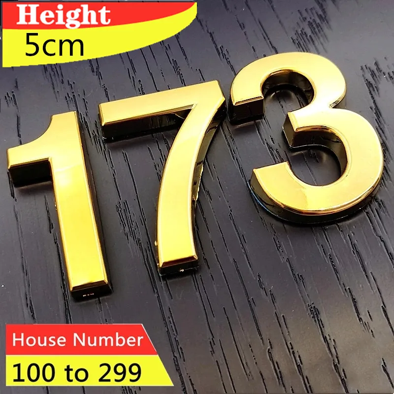 

House Door Plaque Address Plate Sign Hotel Decor House Number Plaque Door Label 0123456789 3pcs/Lot 3D Number Stickers 100-299