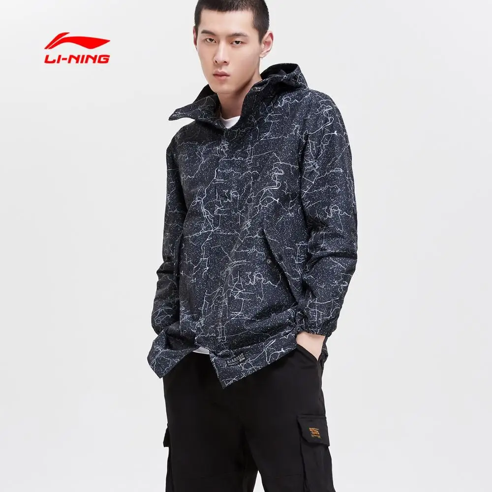 Li Ning мужской тренд Тренч полиэстер обычная посадка ветровка куртка подкладка