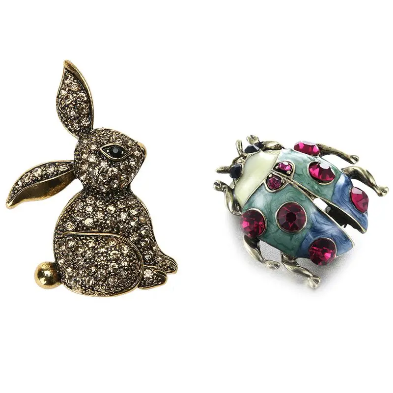 Женская Брошь из сплава с бриллиантом и милым животным кристаллом Haeschen & Woman