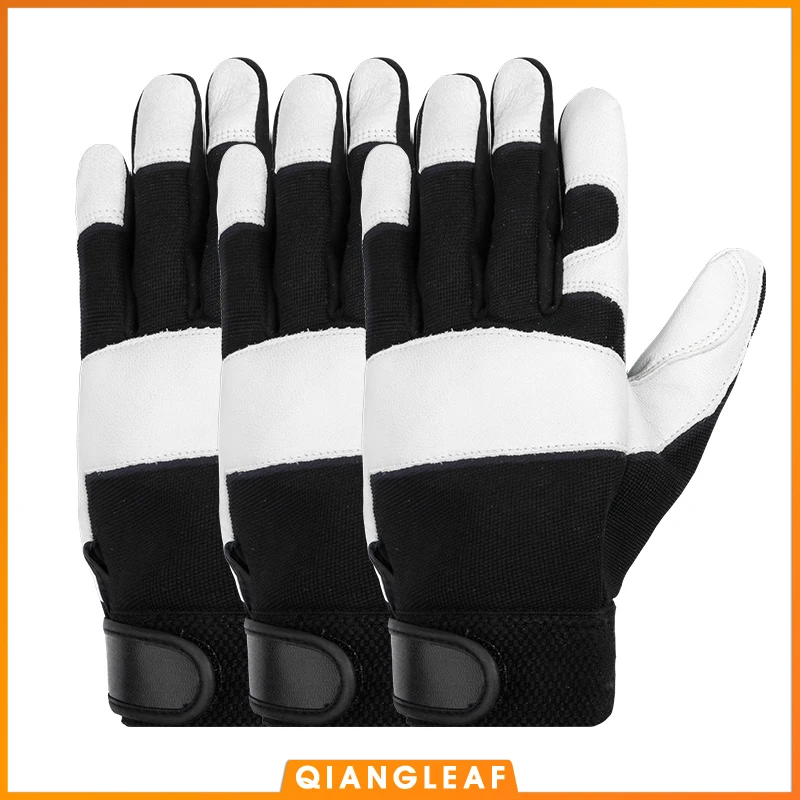 

3 шт. зимние Противоударные Защитные рабочие перчатки QIANGLEAF, утолщенные зимние теплые кожаные мужские противоударные перчатки 5600