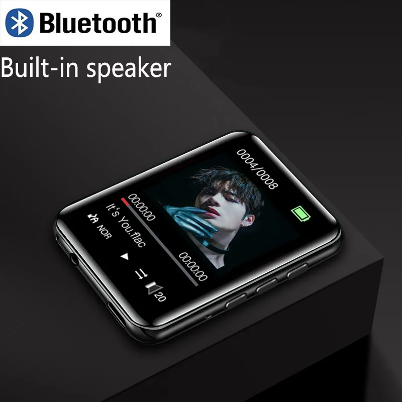 

2021 New RUIZU metal Bluetooth MP3 player full touch screen built-in speakers radio recording e-book video playback
