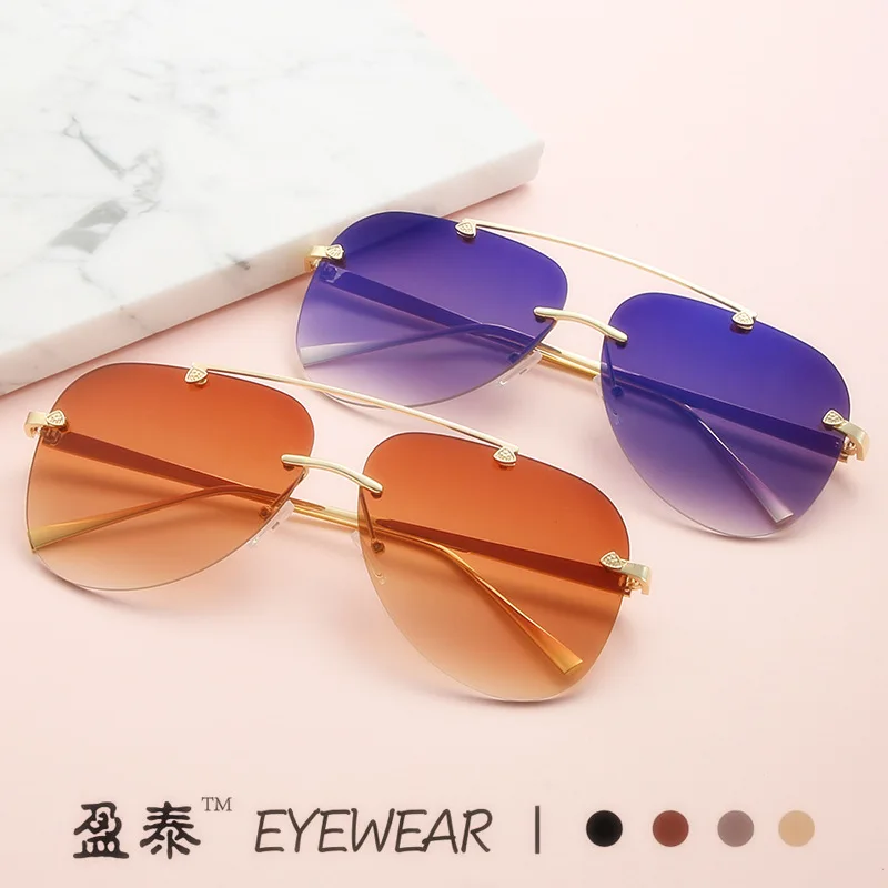 

rimless Aviation sunglasses women men 2021 trending products laides fashion pilot sun glasses retro oculos de sol feminino uv400