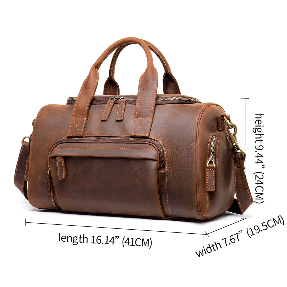 MVA Crazy Horse Leather Travel Bag Men Big Real Leather Luggage Bags Travel Shoulder Bags Male Vintage Duffel Bag Mens Crossbody
