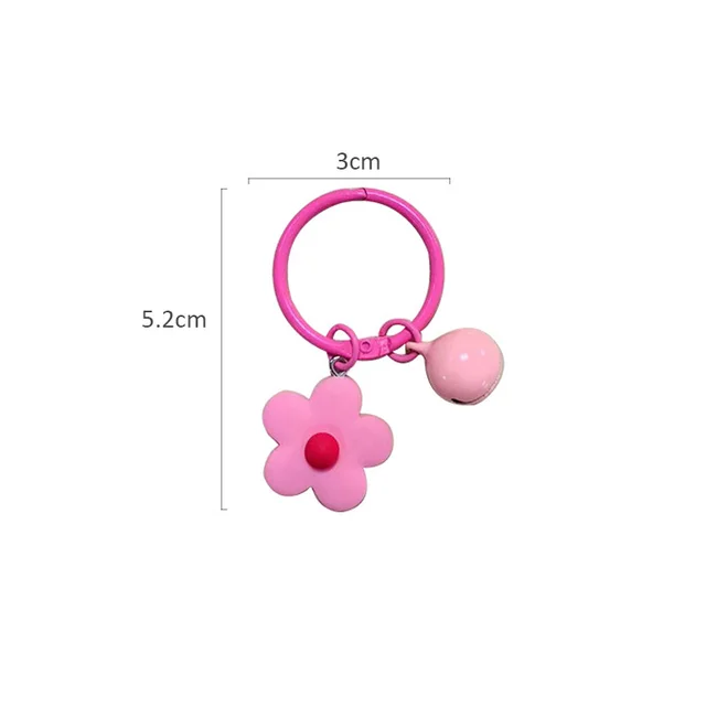 Korean Fashion Small Candy Flower Keychain for Women Girl Bell Key Ring Car Key Chain Bag Charms Pendant Party Jewelry Wholesale 2