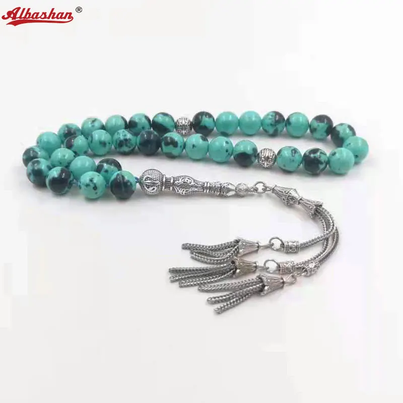 

Tasbih Natural Rain Colored Stone 33 Bead Bracelet Muslim Accessories Turkey Arabian Worship Rosary Round Bracelet 2021