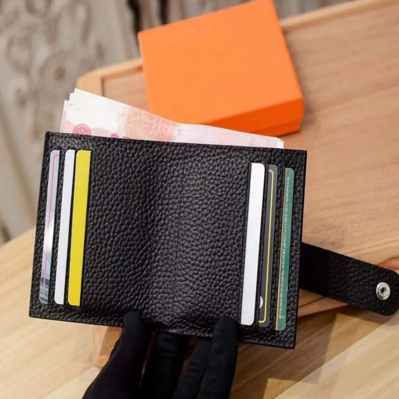 

2021 Women Cow Leather Thin Purses Carteira Unisex With Card Bag Mens Zipper Mini Credit Card Holder With Original Box