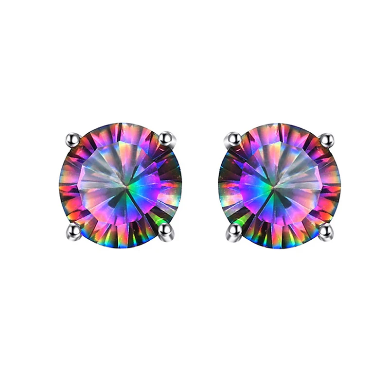 Многоцветный Австрийский Кристалл s925 Серебряные серьги гвоздики Модные женские