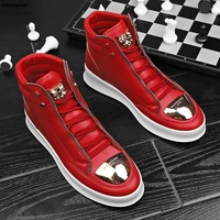 rulangs autumn and winter high top shoes mens korean casual trendy shoes british martin boots white shoes metal hip hop shoes