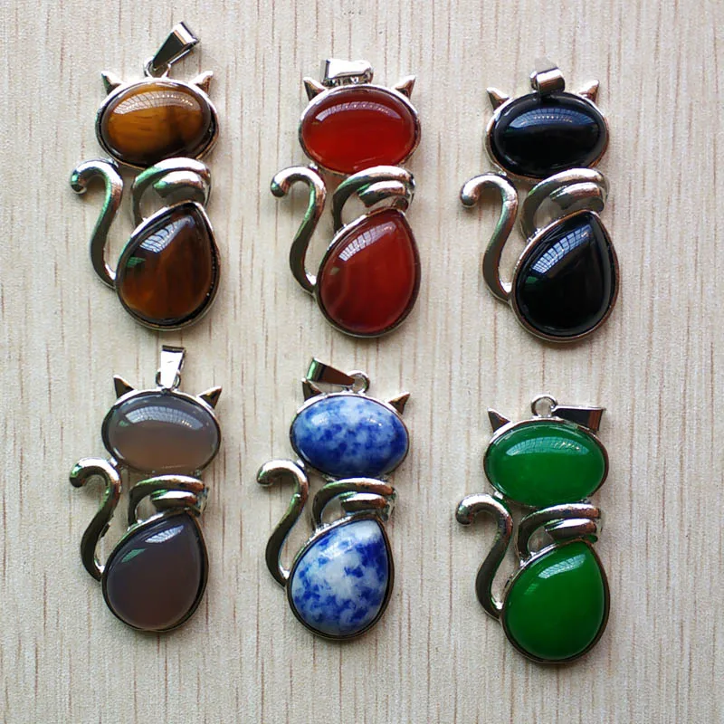 Подвески в форме кошки из натурального камня 12 шт./лот 2019 | Украшения и аксессуары