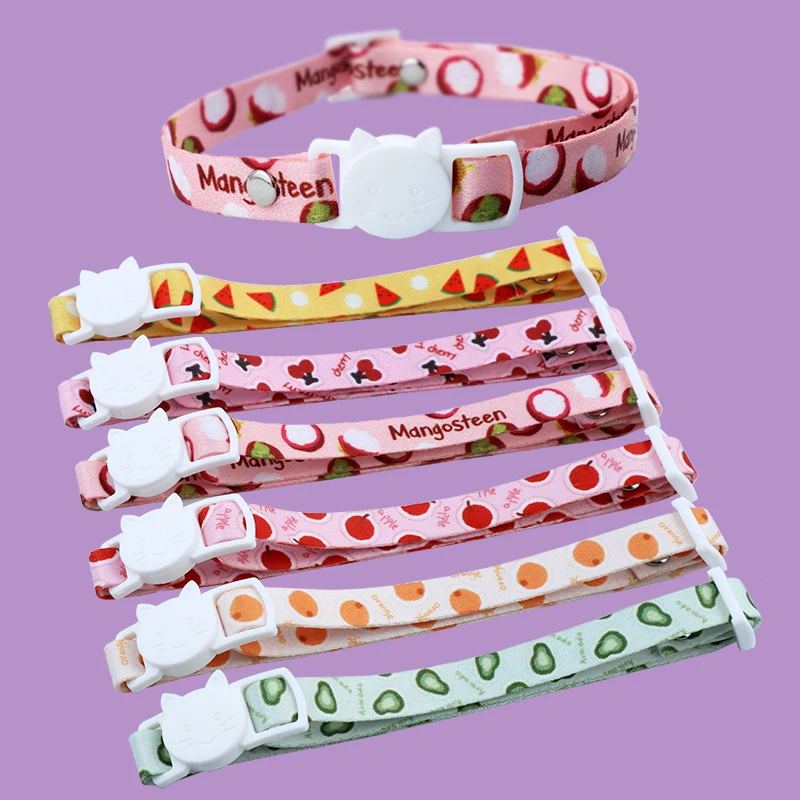 

Breakaway Cat Collar Fruit Patterns Adjustable Safety Kitten Collars for Kitty Pet Small Dogs Avocado Cherry & Watermelon