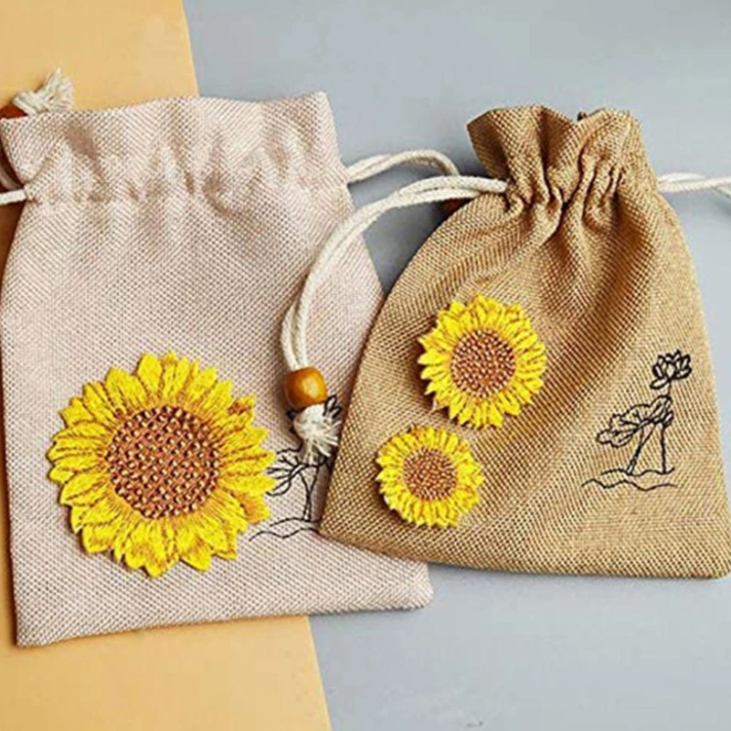 18 штук подсолнечника железные вышивальные патчи с формой и пришить аппликация