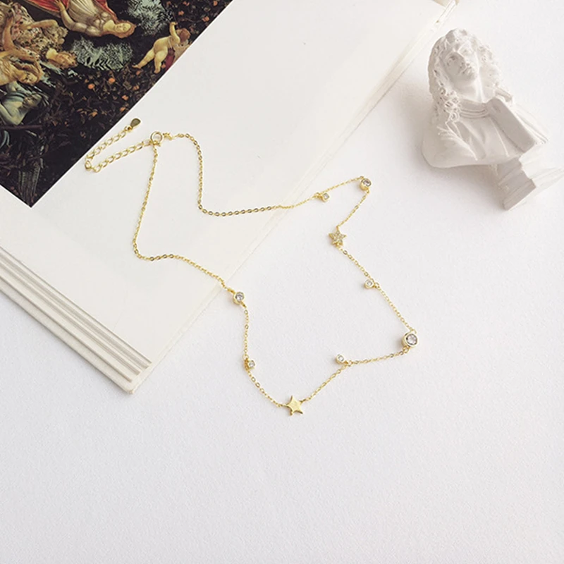 Настоящее 925 пробы серебряное циркониевое ожерелье-чокер с подвеской в виде